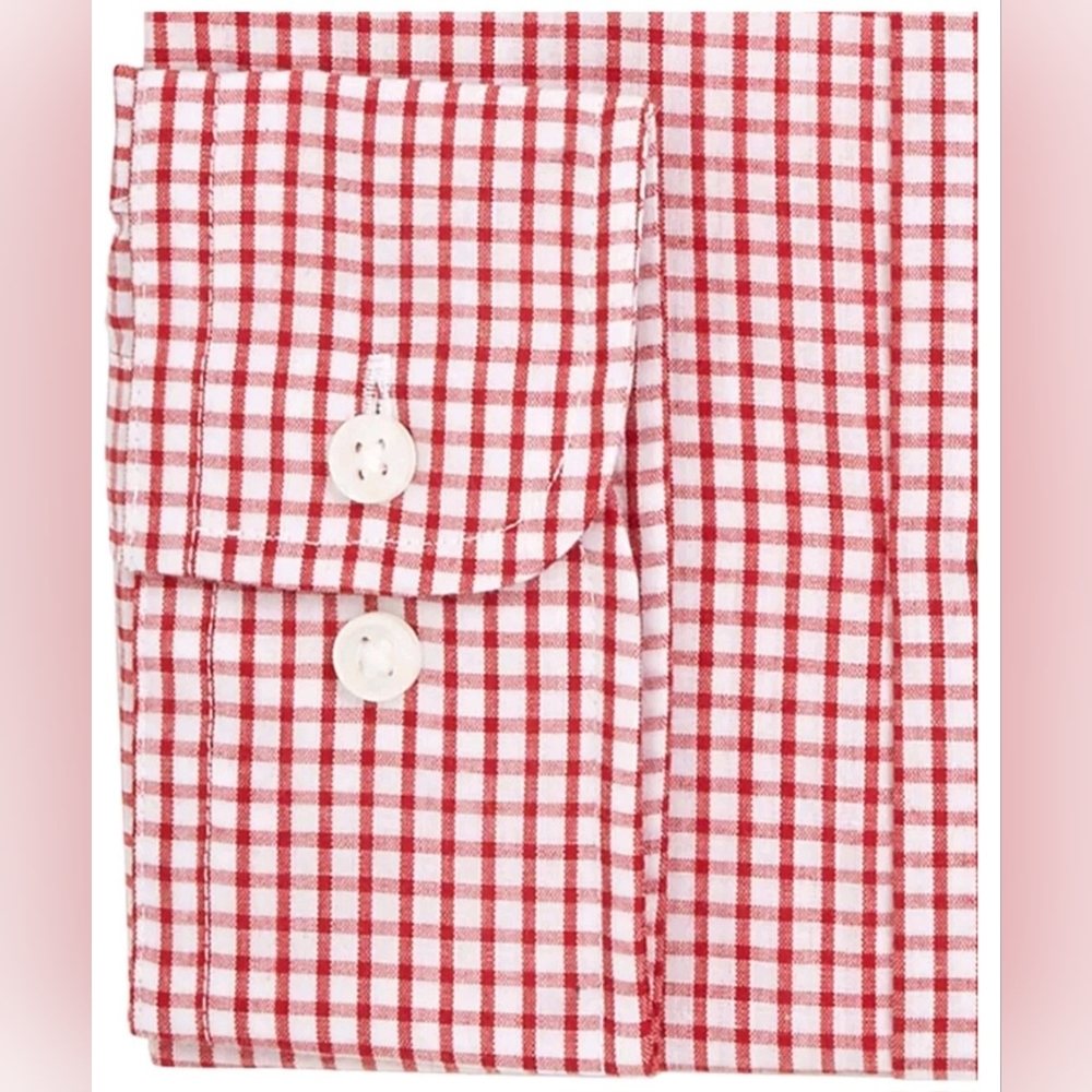 Club Room Men's Red Plaid Dress Shirt Size Medium 15-15.5 NWT BT-3122 - Picture 3 of 4